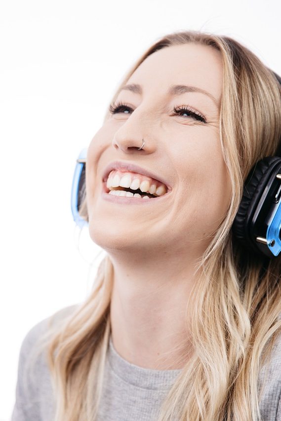 Listening to silent disco headphones